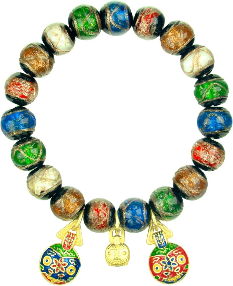 CNYTPE Colorful Gray Glaze Bracelet for Men and Women – Imperial Palace-Style Gold-Swallowing Beast Family Guardian Jewelry, Ancient Oriental Glazed Beads for Good Luck & Abundance Flow, Energy-Balancing Harmony Bracelet - Image 1